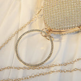 Diamonds Pattern Ring Totes Evening Bag Silver Wedding Lattice Rhinestone Bags
