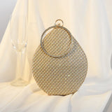 Diamonds Pattern Ring Totes Evening Bag Silver Wedding Lattice Rhinestone Bags