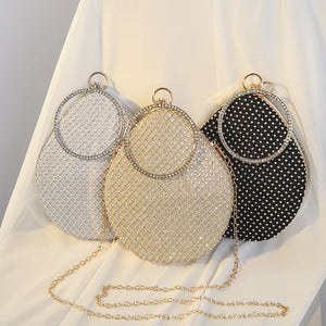 Diamonds Pattern Ring Totes Evening Bag Silver Wedding Lattice Rhinestone Bags