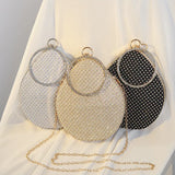 Diamonds Pattern Ring Totes Evening Bag Silver Wedding Lattice Rhinestone Bags
