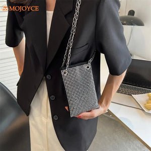 Bling Rhinestone Evening Party Clutch with Chain Strap