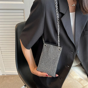 Bling Rhinestone Evening Party Clutch with Chain Strap