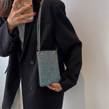 Bling Rhinestone Evening Party Clutch with Chain Strap