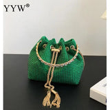 Diamonds Tassel Evening Clutch Bag Women Chain Metal Ring Handle