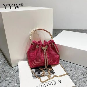 Diamonds Tassel Evening Clutch Bag Women Chain Metal Ring Handle