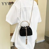 Diamonds Tassel Evening Clutch Bag Women Chain Metal Ring Handle