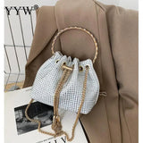 Diamonds Tassel Evening Clutch Bag Women Chain Metal Ring Handle