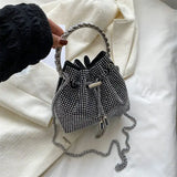 Diamonds Tassel Evening Clutch Bag Rhinestone Shoulder Bag Crystal Bucket Bags