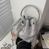 Diamonds Tassel Evening Clutch Bag Rhinestone Shoulder Bag Crystal Bucket Bags