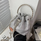 Diamonds Tassel Evening Clutch Bag Rhinestone Shoulder Bag Crystal Bucket Bags