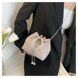 Diamonds Women Bucket Bag Chain Crossbody Messenger Satchels Bag