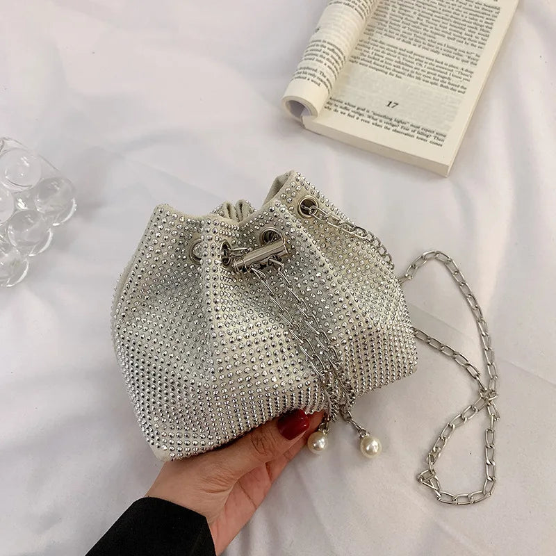Diamonds Women Bucket Bag Chain Crossbody Messenger Satchels Bag