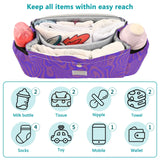 Stroller Organizer Stripe Nappy Bag with Basket Hook