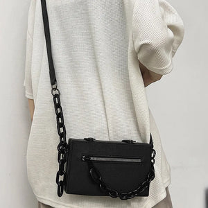 Hip-Hop Style Chain Crossbody Bag for Women Square Shoulder Handbag