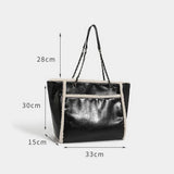Winter Large Capacity Tote Bag Chain PU Leather Women Bags