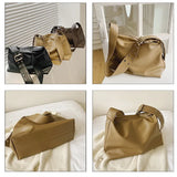 Vintage Bucket Bag Women Shoulder Bag Large Capacity PU Leather Crossbody Bag