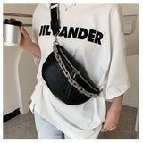 Crocodile Waist Bag Thick Chain Shoulder Bag Female Belt Bag Fanny Pack