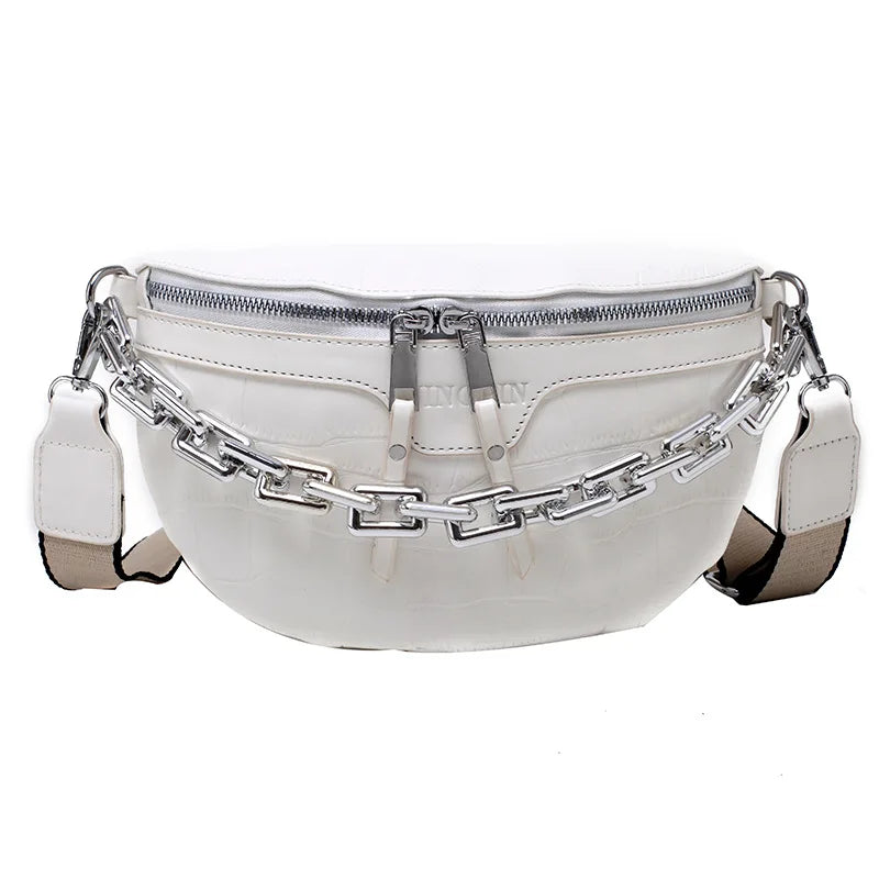 Crocodile Waist Bag Thick Chain Shoulder Bag Female Belt Bag Fanny Pack