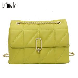 Quilted Women Shoulder Bag Chain Crossbody Bags PU Leather Handbags