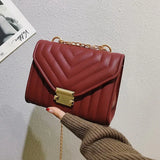 Stripe Chain Shoulder Crossbody Bag Lock Flap Messenger Bags WHDV2154