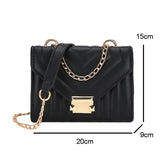 Stripe Chain Shoulder Crossbody Bag Lock Flap Messenger Bags WHDV2154