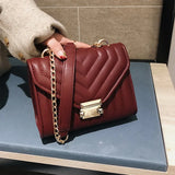 Stripe Chain Shoulder Crossbody Bag Lock Flap Messenger Bags WHDV2154