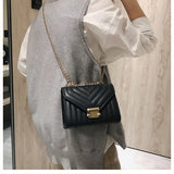 Stripe Chain Shoulder Crossbody Bag Lock Flap Messenger Bags WHDV2154