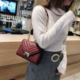 Stripe Chain Shoulder Crossbody Bag Lock Flap Messenger Bags WHDV2154