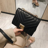 Stripe Chain Shoulder Crossbody Bag Lock Flap Messenger Bags WHDV2154