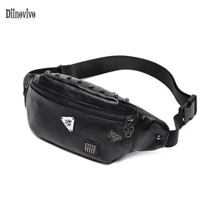 Vintage Women Waist Bags Unisex Fanny Pack Skull Rivet Waist Pack