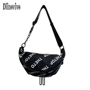 Waterproof Nylon Women Crossbody Bag Letter Print Female Chest Bags