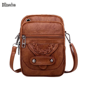 Retro Leather Shoulder Bag Small Crossbody Lady Square Messenger