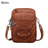 Retro Leather Shoulder Bag Small Crossbody Lady Square Messenger