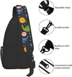 Dino Pattern Sling Backpack, Casual Crossbody Shoulder Bag