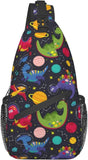 Dino Pattern Sling Backpack, Casual Crossbody Shoulder Bag