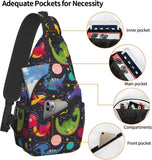 Dino Pattern Sling Backpack, Casual Crossbody Shoulder Bag
