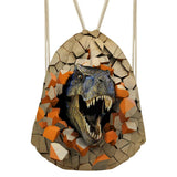 Dinosaur Print Drawstring Bag Girls Women Travel Pouch Storage