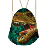Dinosaur Print Drawstring Bag Girls Women Travel Pouch Storage