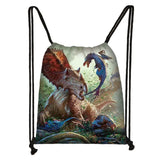 Dinosaur Print Drawstring Bag Storage Bag Boys Girls Backpack