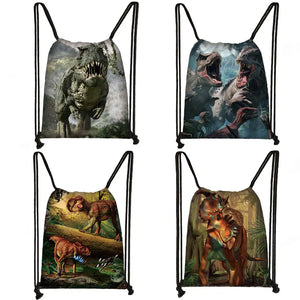 Dinosaur Print Drawstring Bag Storage Bag Boys Girls Backpack
