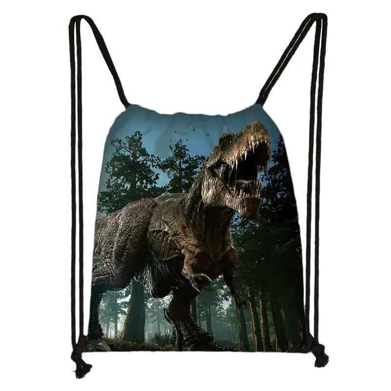 Dinosaur Print Drawstring Bag Storage Bag Boys Girls Backpack