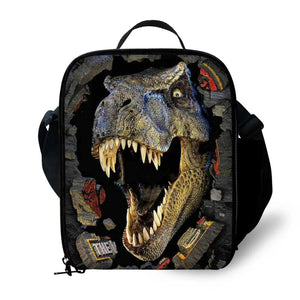 Dinosaur Print Kids Lunch Bag Insulated Lunchbox Small Cooler Bag for Boys