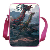 Dino Print Messenger Bag for Kids Boys Girls T-Rex Bookbag