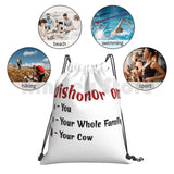 Funny Dragon Cow Gym Bag Waterproof Drawstring Bags