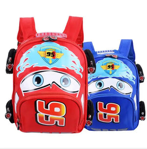 Kids Cartoon Car School Bag Boys Girls Backpack