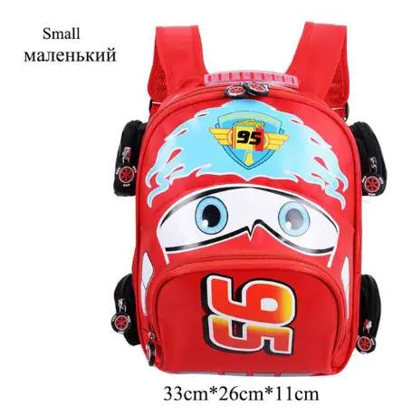 Kids Cartoon Car School Bag Boys Girls Backpack