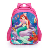 Girls Little Mermaid Cartoon Backpack Pink Princess Kids School Bag