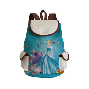 Princess Printed Backpack Cartoon Drawstring Bags Large Capacity Backpack