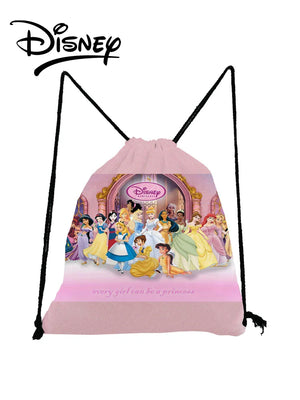 Princess Printed Backpack Girl Daily Cartoon Drawstring Bag Bookbag