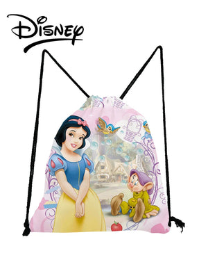 Princess Snow Drawstring Backpack Girl Bookbag Portable Storage Bag